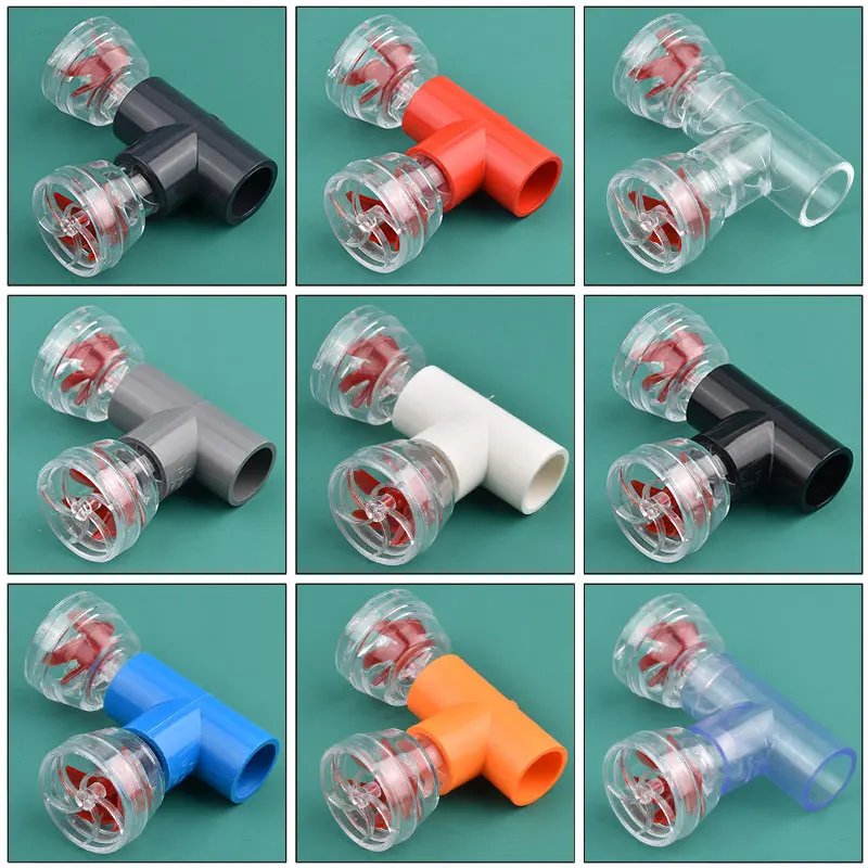 20mm Multi-functional Rotatable Nozzle Filter T Three-way Set  DIY Filter Fish Tank Auto 5-Blade Aquarium Fish Tank Outlet Fan
