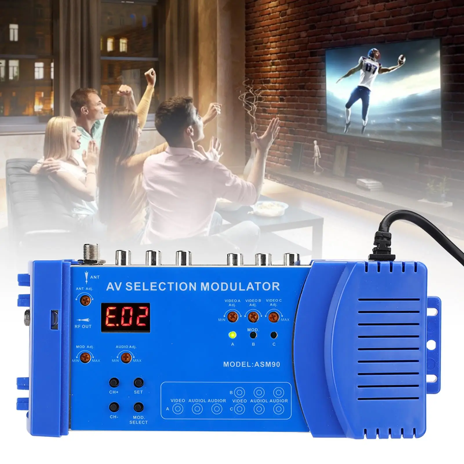 ASM90 Digital AV Modulator 1pcs - VHF UHF PAL Converter Portable for eu , 100-240V Power Supply