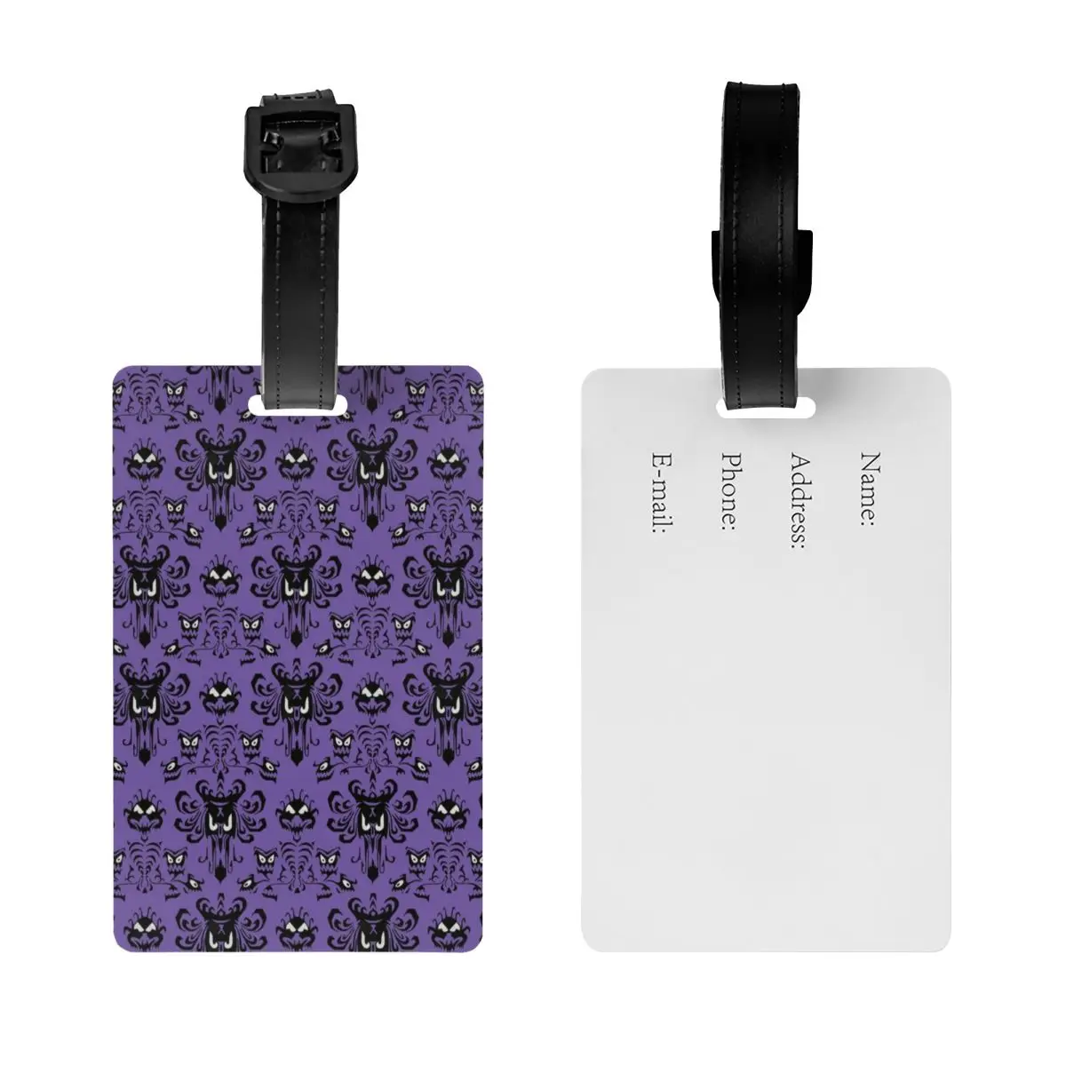 Haunted Mansion Luggage Tags for Suitcases Cute Halloween Ghost Happy Haunts Baggage Tags Privacy Cover Name ID Card