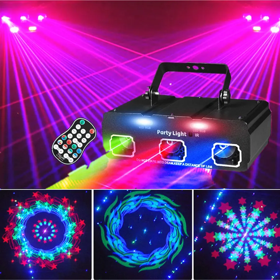12 Eyes RGB Laser Beam DJ Disco Light 60 Pattern Projector Party Dance KTV Birthday Effect LED Strobe Christmas Stage Lamp F18D3