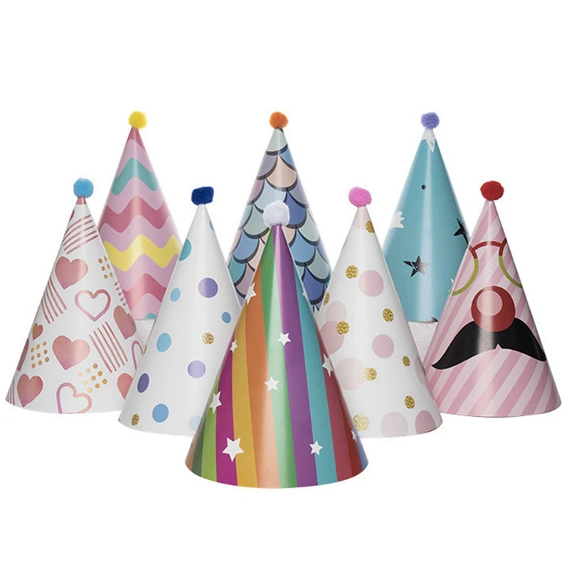 32Pcs Paper Gold Foil Happy Birthday Party Cone Hats For Adults And Kids Party Decoration