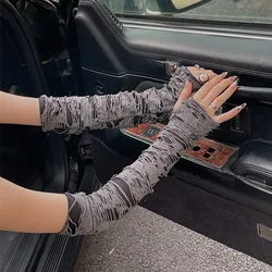 Sexy Punk Cosplay Gloves Arm Sleeves Ripped Holes Decor Cosplay Halloween Fingerless Gloves Costume Accessories Breathable