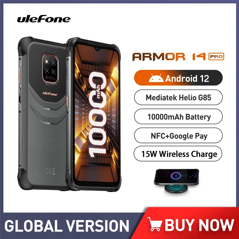 

Ulefone Power Armor 14 Pro Rugged Smartphone Android 8GB 128GB Octa Core 6.52" Waterproof Phone 10000mAh Wireless Charging OTG