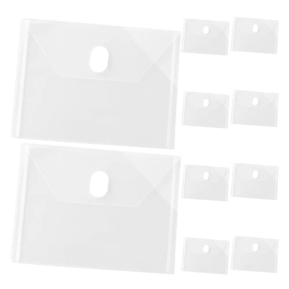 

10Pcs Transparent Plastic Envelope Folders Closure Document Organizer Storage File Bags for Receipts Papers Filing Products