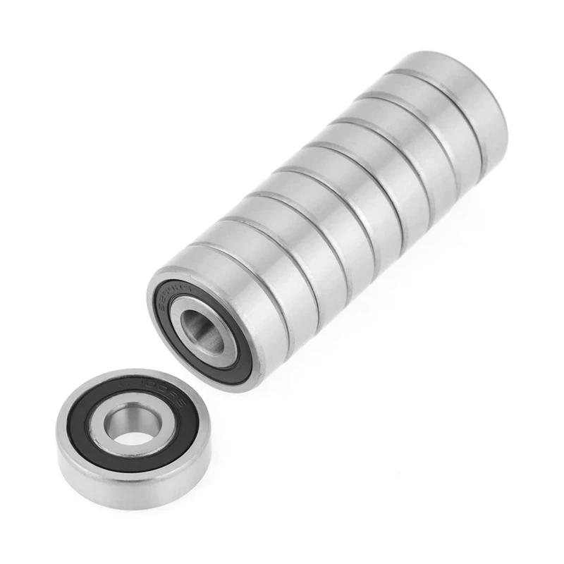 10Pcs/Set Bearing Balls 6200-2RS Double Rubber Sealed Steel Deep Groove Ball Bearing Size 10 X 30 X 9Mm