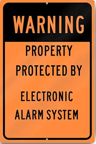 Retro Vintage Bar Signs Tin Sign Vintage 8x12,Warning Protected by Alarm System Sign,Aluminum Metal Signs Warning Signs Funny Sa