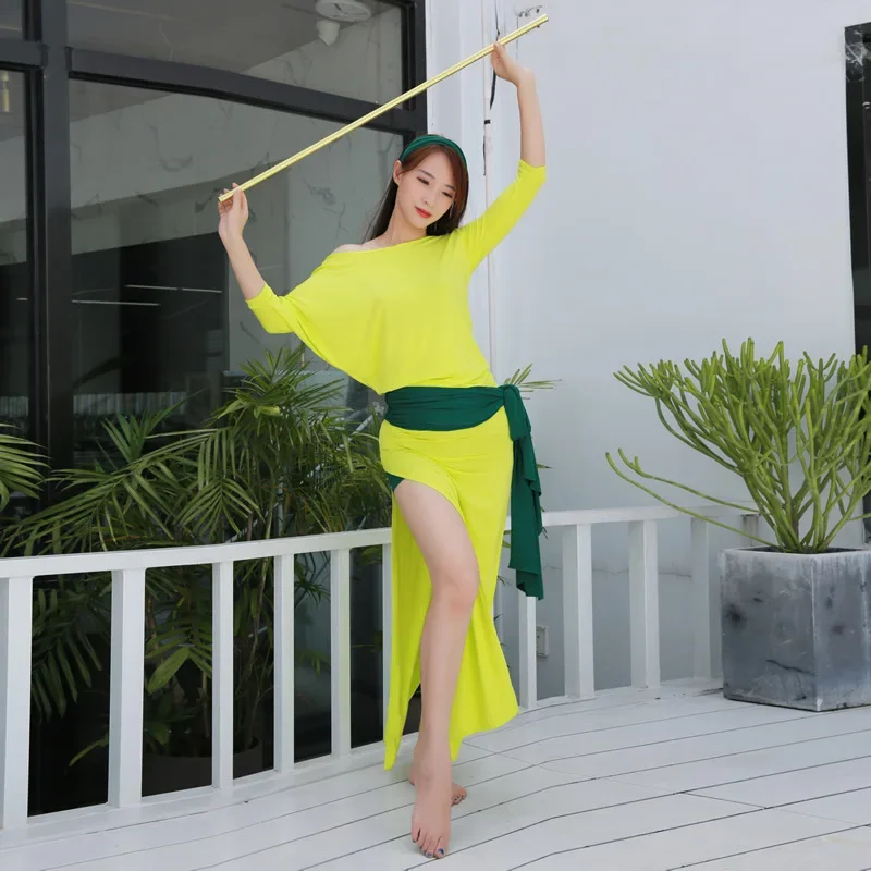 بدلة رقص شرقي للنساء نصف كم زي رداء الكبار سايبي شعبي بلدي ممارسة الملابس ملابس الرقص الشرقي الزي