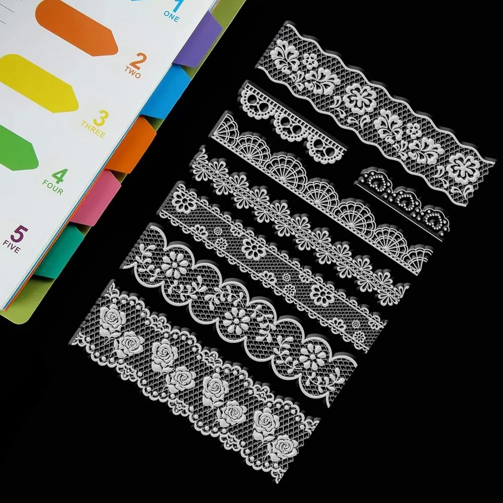 Lace Flower Border Clear Stamps Transparent Silicone Stamp for Card Making Decoration and DIY Scrapbooking