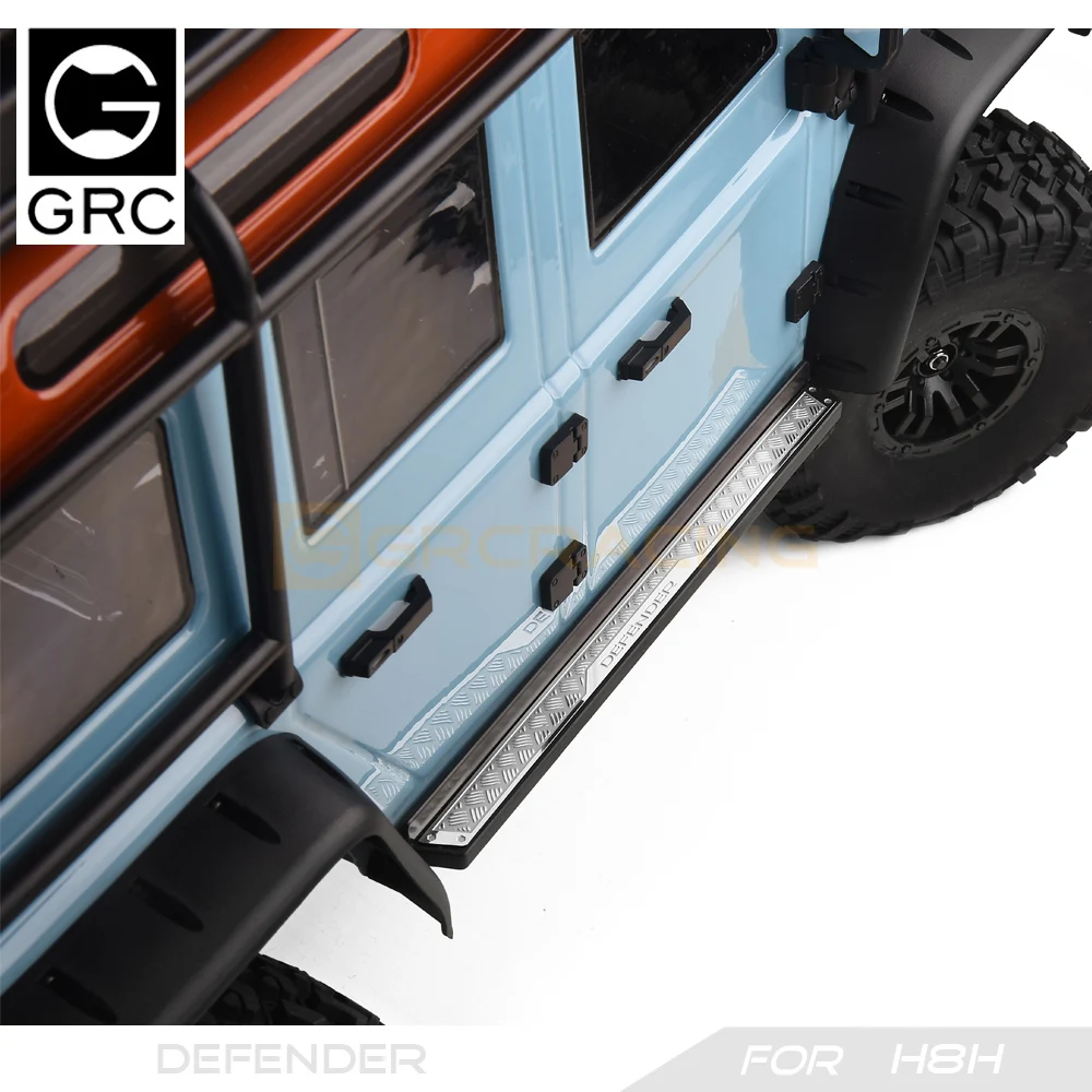 GRC1/8 Stainless Steel Side Pedal Decoration Chequered Plates Metal Protection Sheets for H8H Defender upgrade option #G190JS/JD - Image 3