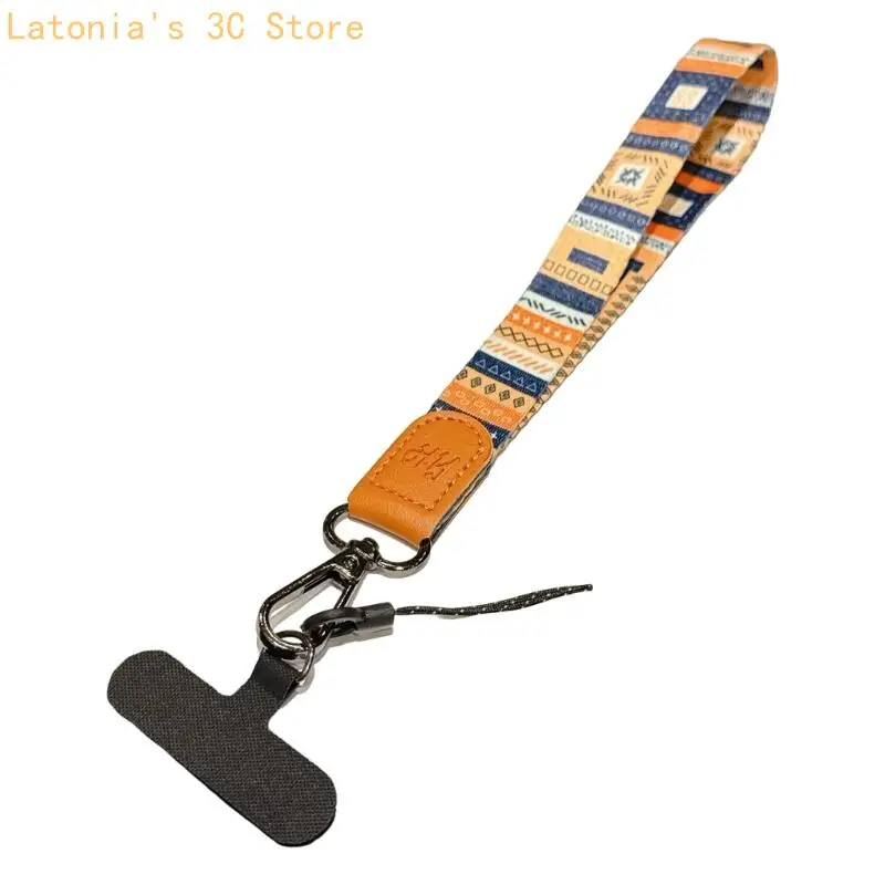 Robustes Canvas-Lanyard mit Totemblättern. Vielseitig einsetzbar für Mobiltelefone – Detail 7