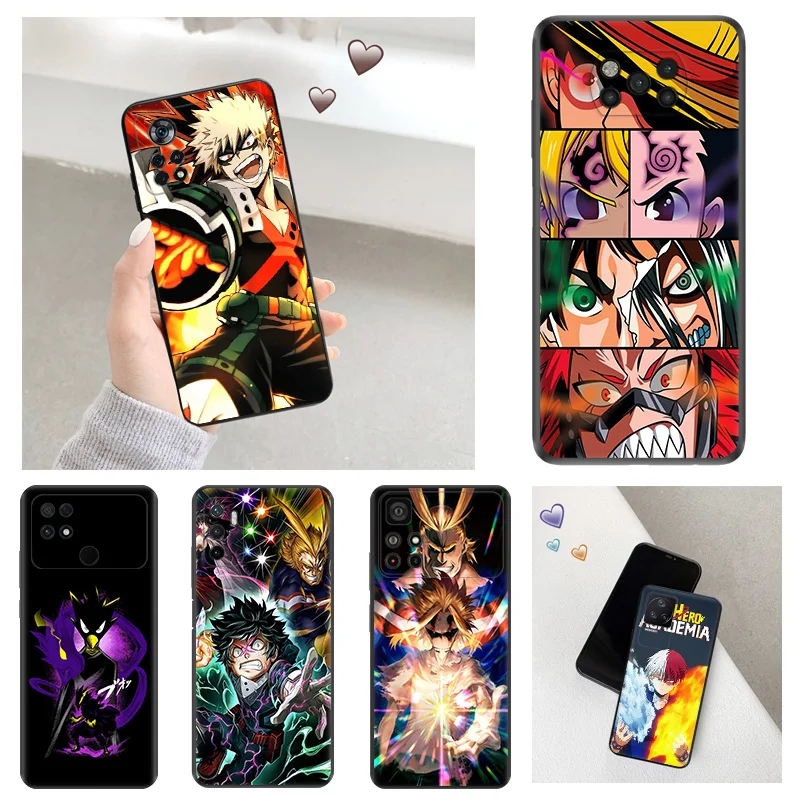 Black Matte Himiko Toga Hero Academia Anti-Drop Phone Case For Xiaomi Poco C51 C50 C40 M5 M5S M4 M3 X5 X4 X3 F5 F4 F3 Cover