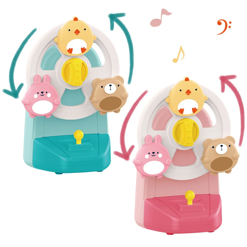 Baby Ferris Wheel Music Box Cartoon Animals Rotating Music Box Bed Bells Educational Toys for Baby Dining Table Suction Cup Toys