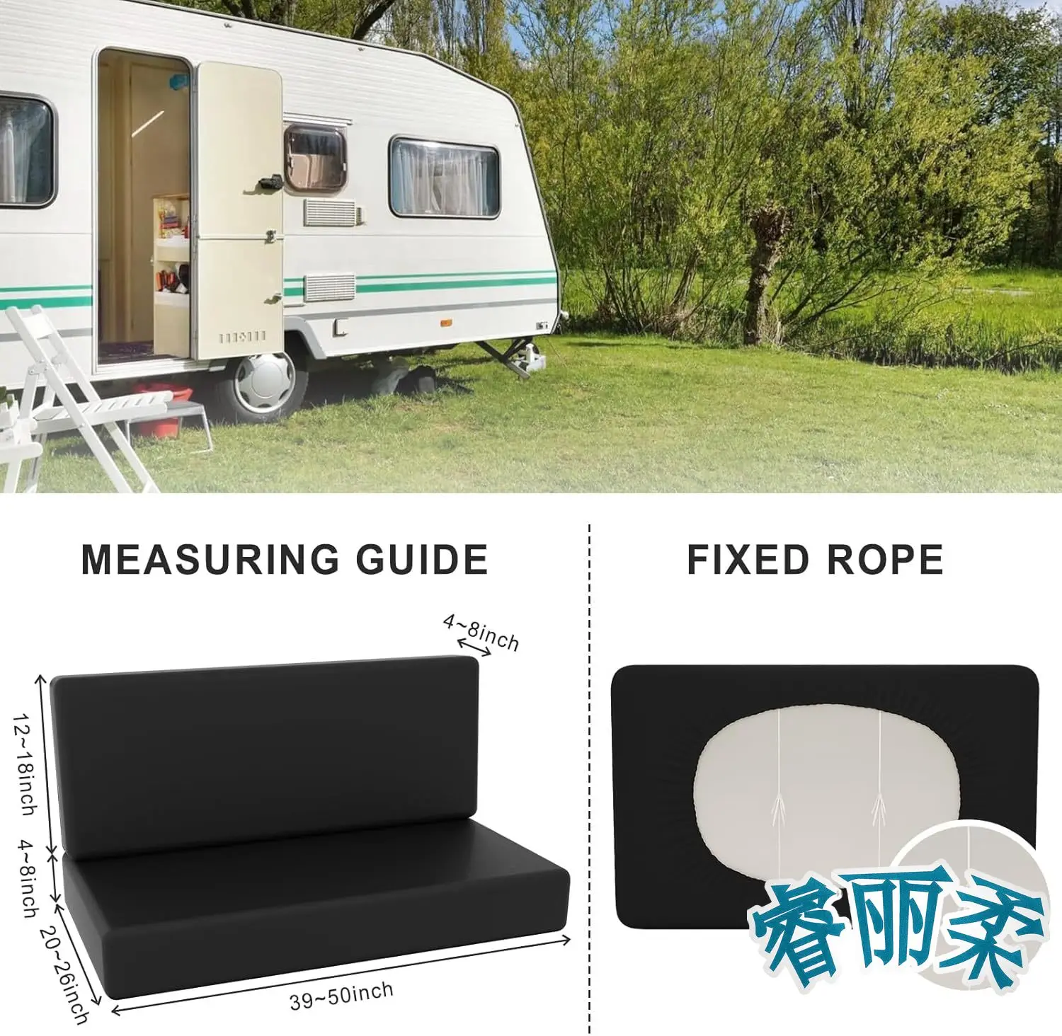 PU Leather RV Dinette Cushion Cover Set of 2 Waterproof Camper Cushion Slipcover RV Couch Cover RV Camper Car Bench Washable
