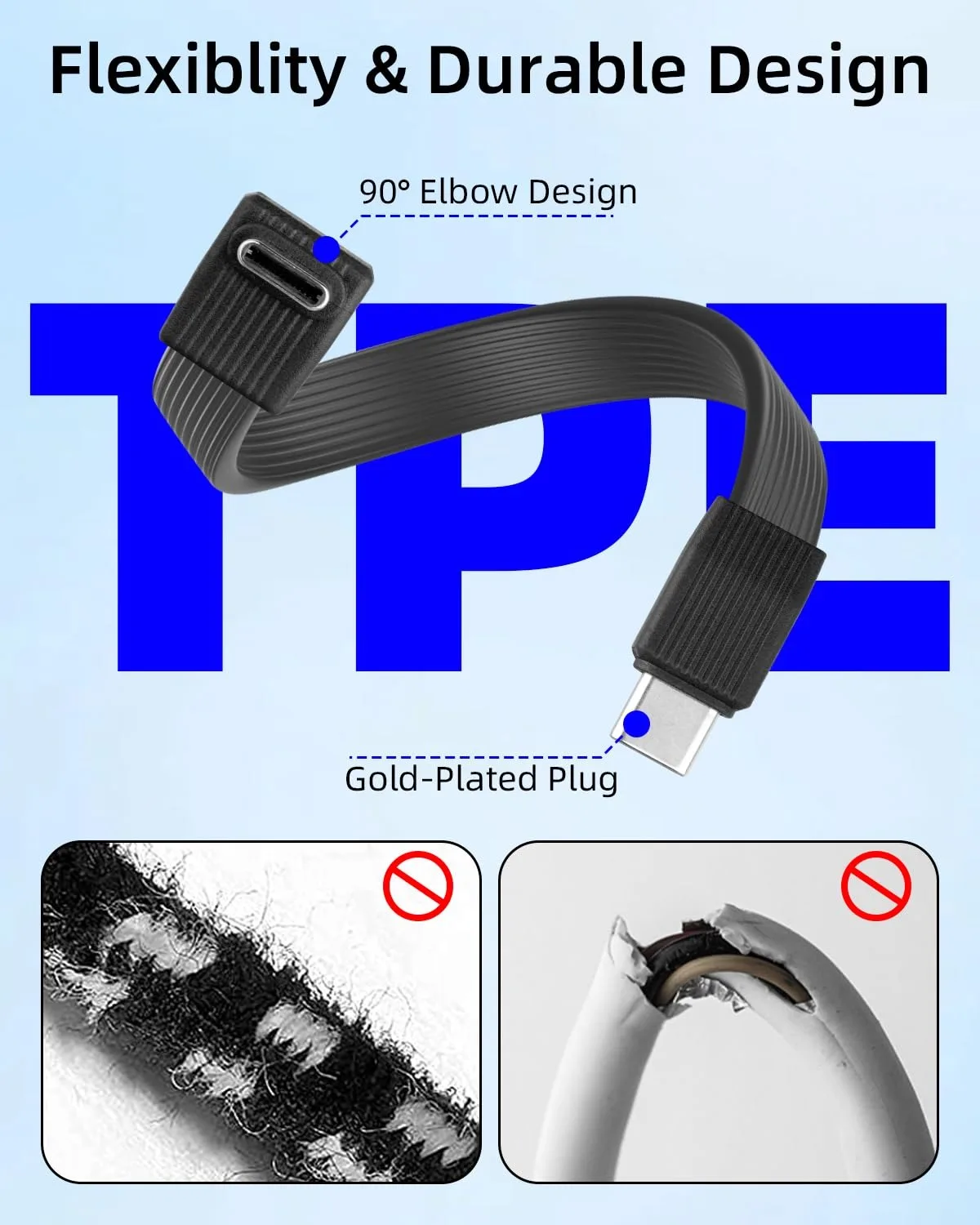 Short USB C Cable 90 Degree Type C Male