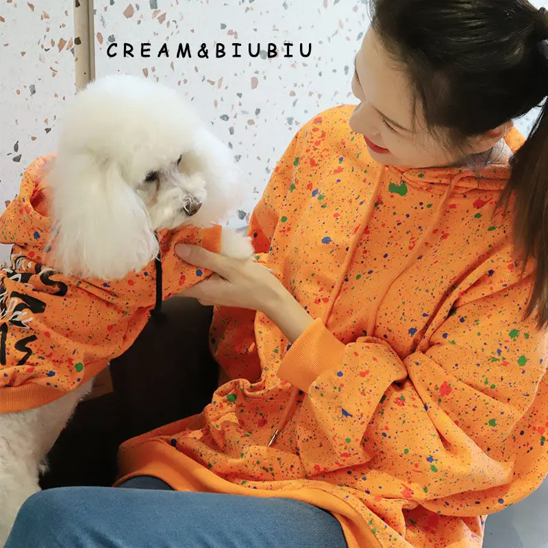 

Dog Hoodie Dog Costume Pet Clothes Dog Clothes for Small Dogs Spring and Autumn Parent-child Wear Keep Warm Embroidery