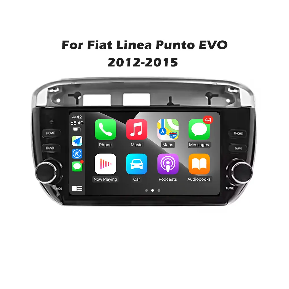 7-calowy ekran do Fiata Linea Punto Evo 2012 - 2015 4G Car Carplay Auto Android OS Radio Nawigacja GPS Odtwarzacz Multimedialny Wideo BT 5.0 — 2