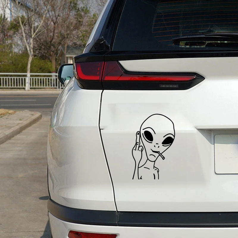 HungMieh ملصقات السيارات مضحك الغريبة شخصية Ufo الشارات الليزر ملصق فينيل سيارة ثلاثية الأبعاد سيارة التصميم الديكور 10.3X15cm #6