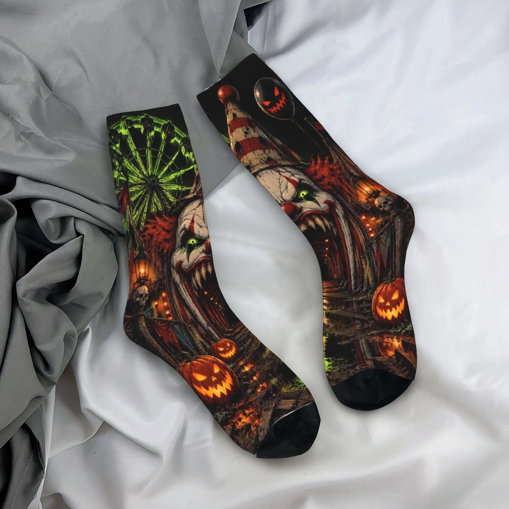 Men Socks Halloween Demon Pumpkin  Stockings Non-Slip Breathable Socks Winter Leisure Custom Skateboard Socks