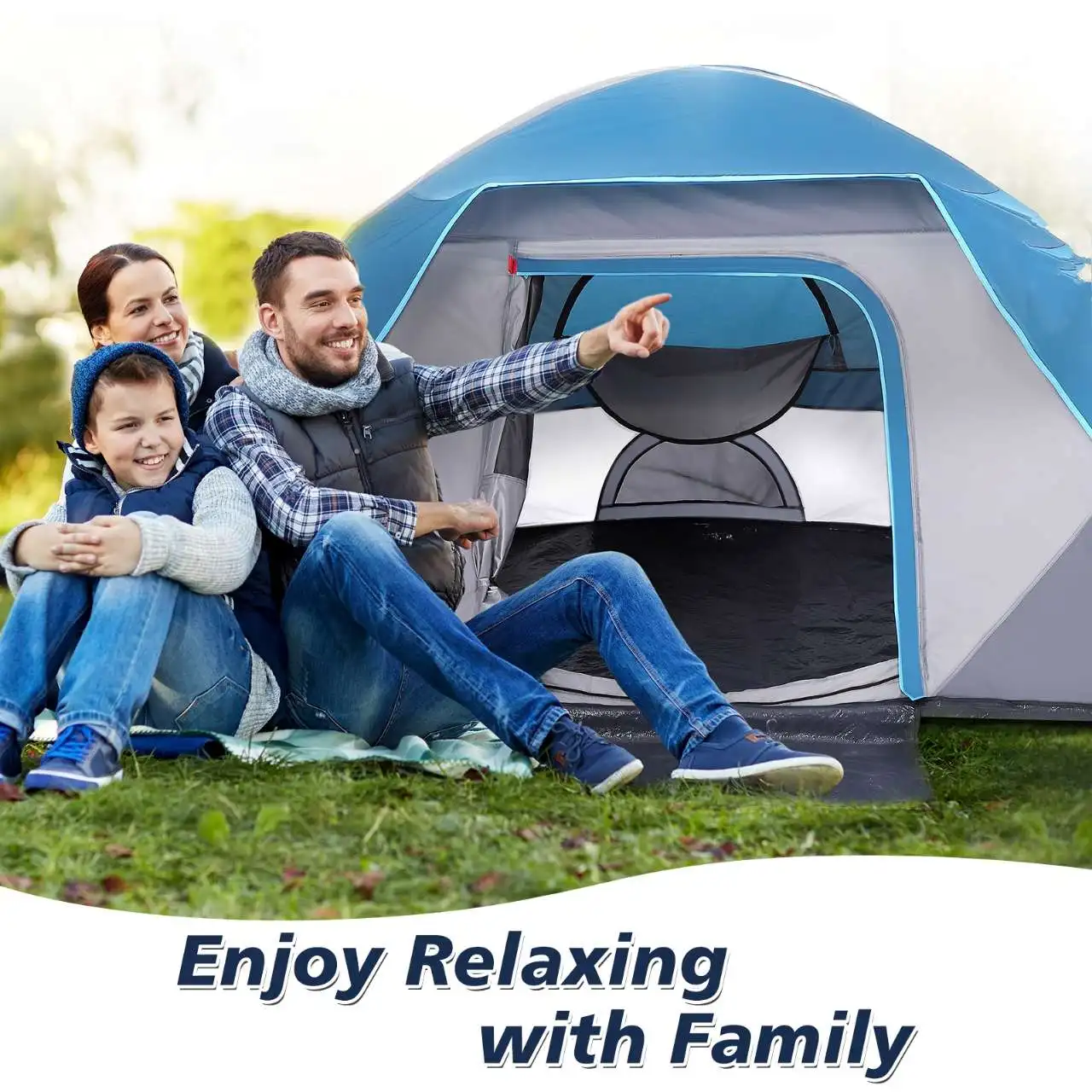 Camping Tent Outdoors Trip Tent Easy Set up Camping Tent 4 Person to 6 Person Sunshade For Hiking Backpacking Traveling Shelter