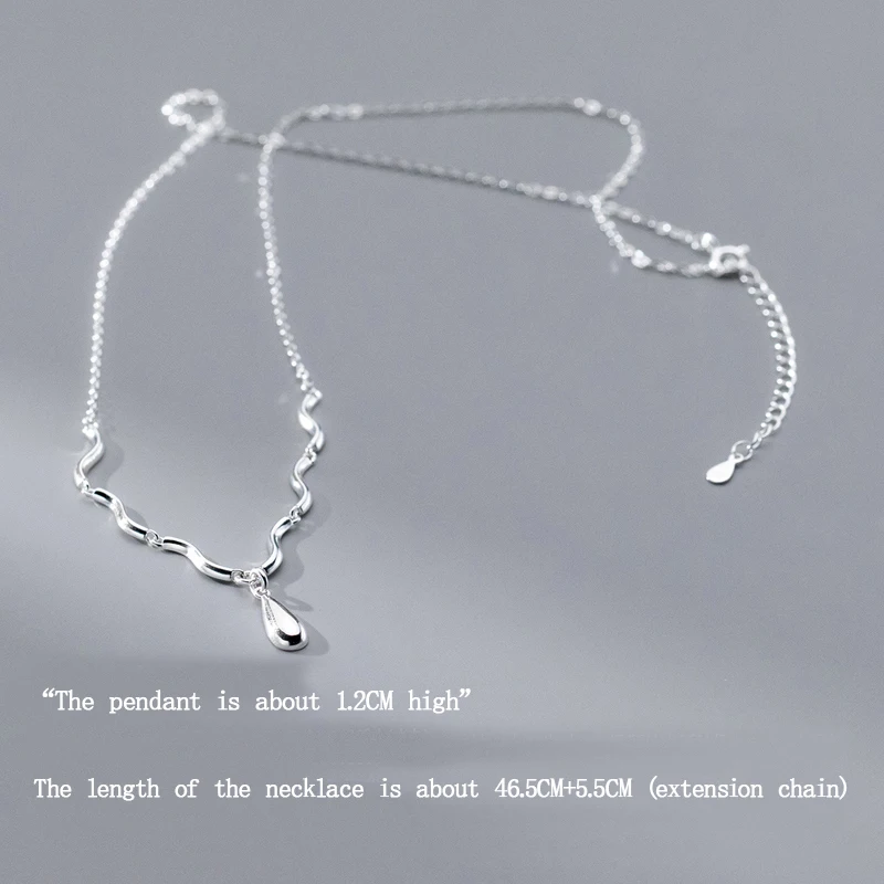 Модное ожерелье с подвеской в виде капли воды, женская модная простая волнистая цепочка до ключиц из стерлингового серебра 925 пробы, свадебный подарок