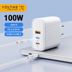 VOLTME GaN III 100W Desktop Charger Quick Charge 4.0 QC 3.0 PD USB-C Type C USB Fast Charging For MacBook Samsung iPhone 15 14