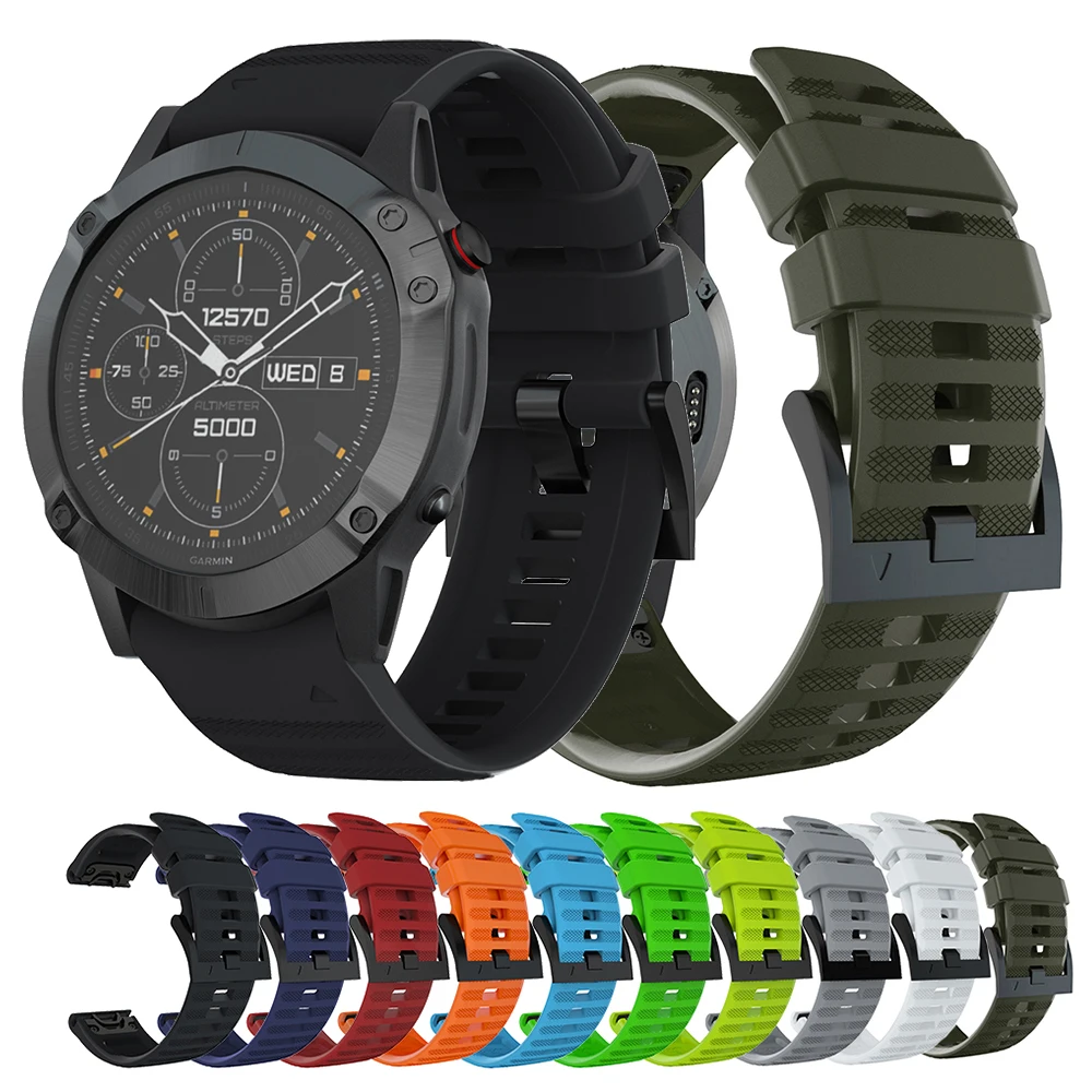 Silicone Strap For Garmin Fenix 7 7X 6 6X Pro 5 5X Plus/Fenix 8 Pro QuickFit 22mm 26mm Watch Band for Garmin Quatix 8/Tactix 8