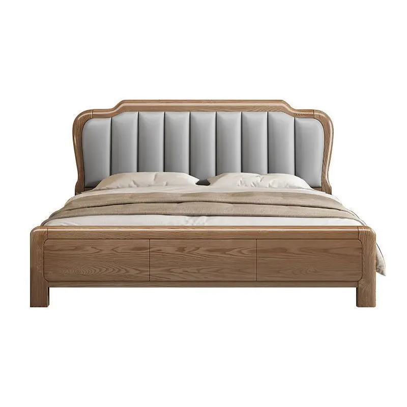 Modern simple soft bag solid wood bed 1.8 meters soft double bed