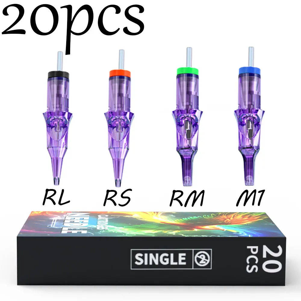 

Goldplume New 10-Pack Tattoo Needles Rl Rs Rm M1 Disposable Safety Tattoo Needles, Suitable for Cartridge Tattoo Machines, with Handle