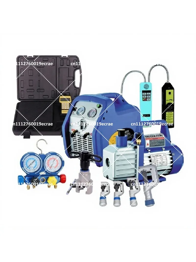 HVAC Refrigerant Recovery Machine Vacuum Pump Manifold Gauge Set Electronic Scale Pipe Cutter Air Conditioning Repair Kit