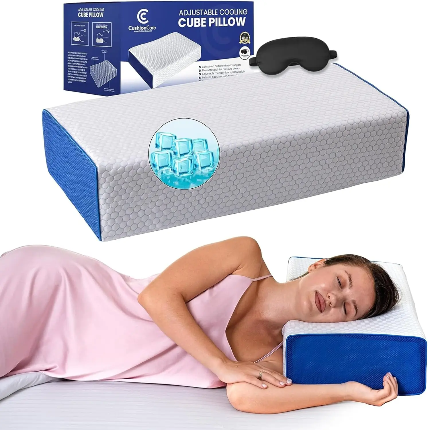 

Adjustable Cube Pillow for Side Sleepers – Cooling Memory Foam, Neck & Shoulder Pain Relief