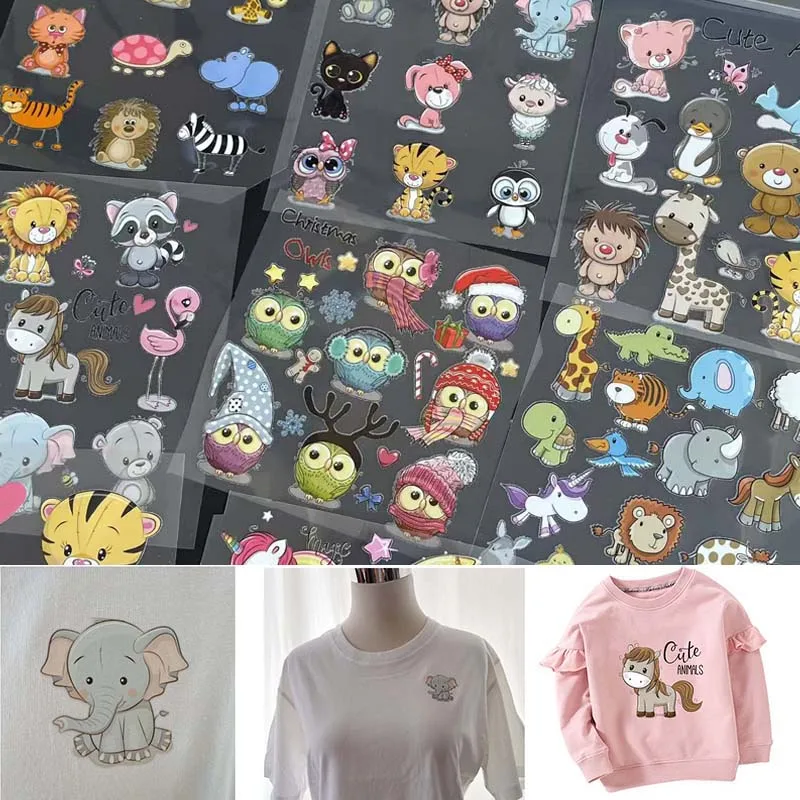 6~26PCS/Set,Cartoon Cute Animals Badges Heat Transfer Stickers,Personalized Applique Patch Thermocollants For T Shirts,Clothing