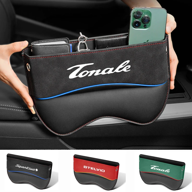 

New Universal Suede Car Seat Gap Filler Organizer Box Auto Console Side Pocket For Alfa Romeo Sportiva Stelvio Tonale