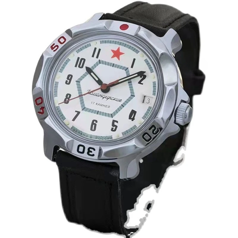 ミリタリーウォッチ レッドスター ミリタリーコマンダー 手巻き機械式腕時計 メンズウォッチ 防水 夜光 ダイビング