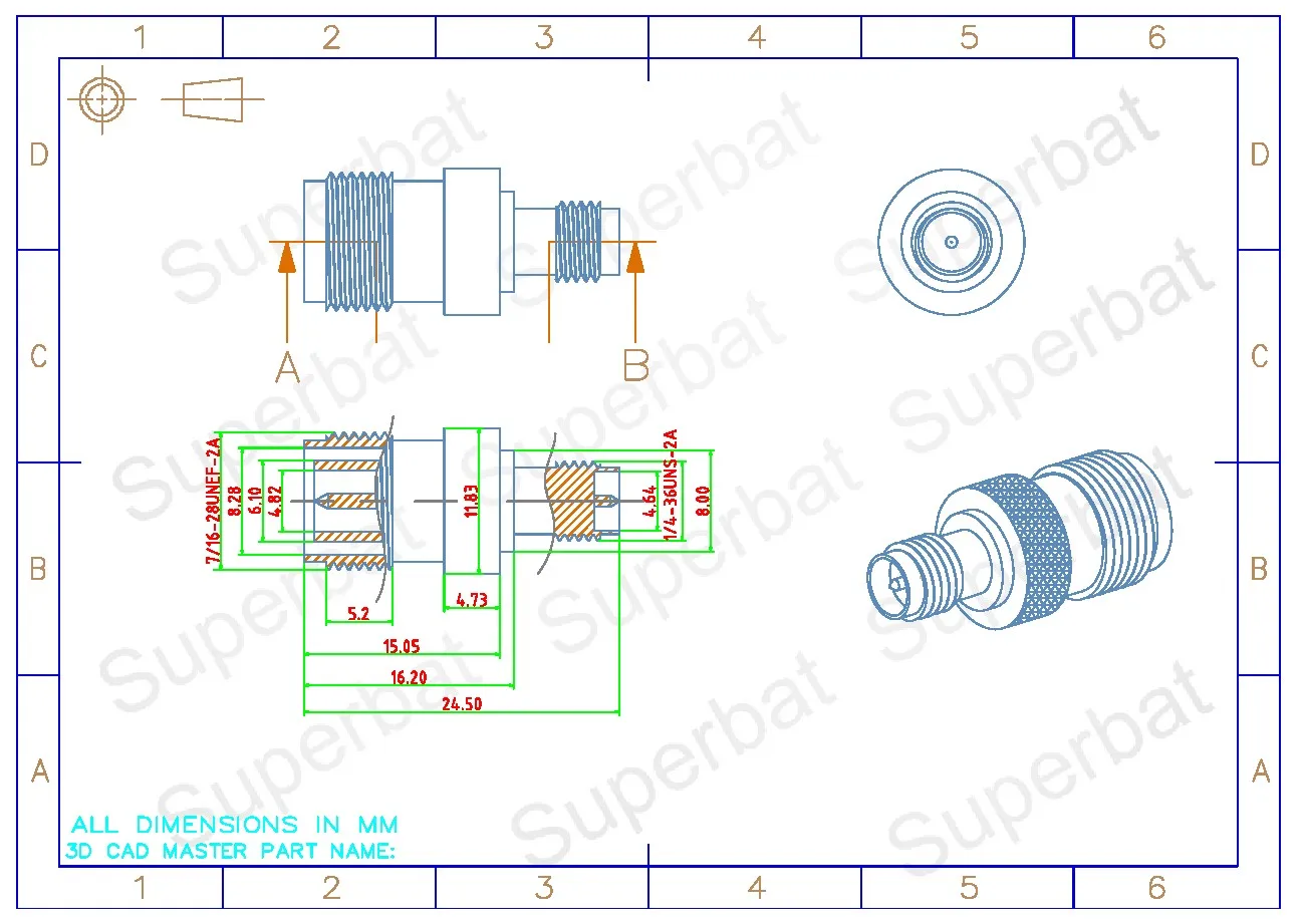 Superbat 5pcs SMA-TNC adattatore RP-SMA femmina a RP-TNC Jack dritto connettore coassiale RF