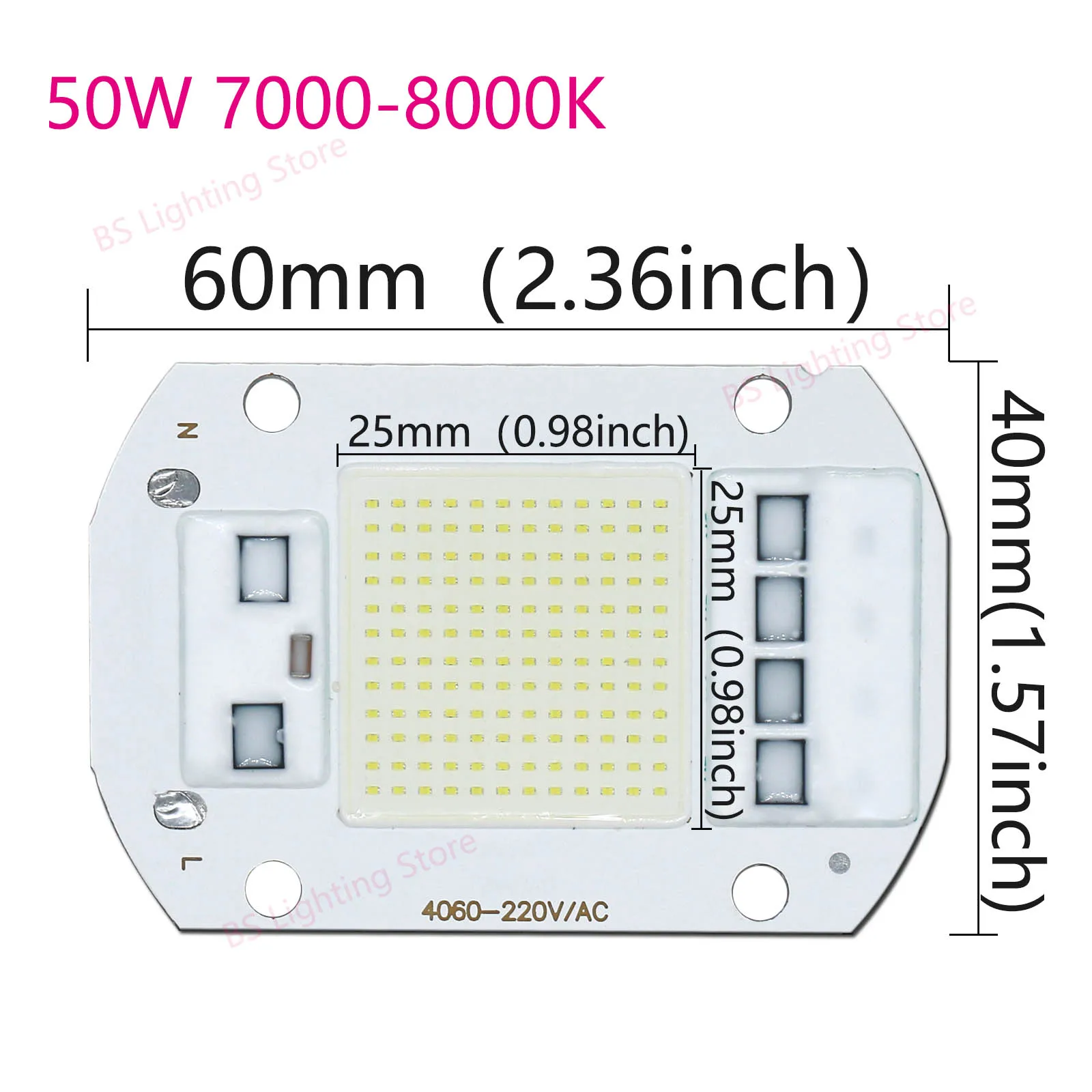 New Type LED COB Chip CSP 50w led bulb High Power 60*40mm led bulbs Lamp 220V LED matrix For LED Outdoor FloodLight Bulb 7000K