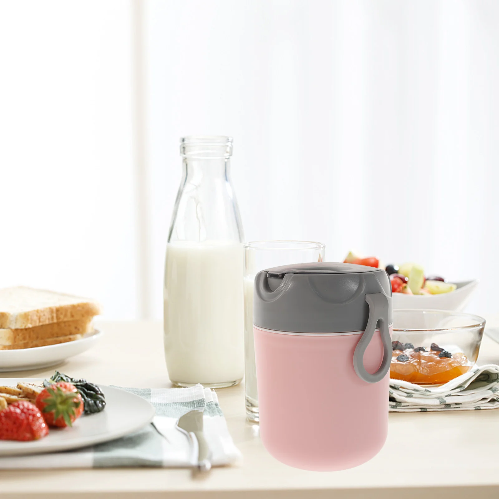 Breakfast Cup Carrier Oatmeal Carrying Large Mouth Food Anti-leak Porridge with Cover Milk Storage Holder Soup