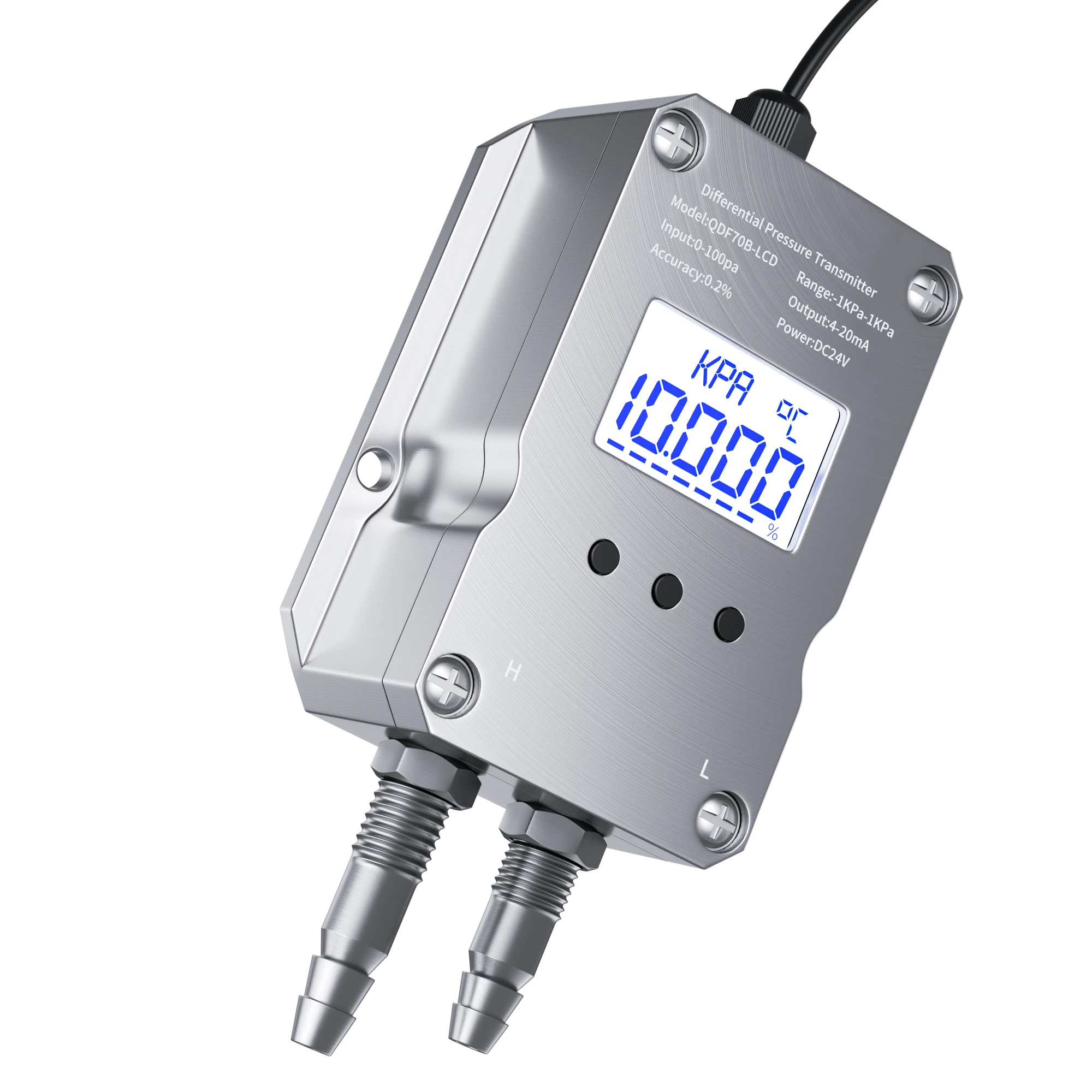 Digitale drukverschiltransmitter 4-20mA 0-10V 0-5V RS485 Windluchtdruksensor 0-50pa 0-100pa 0-200pa 0-2Kpa