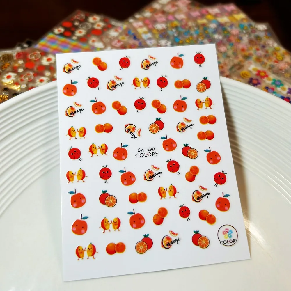 1 sheet Exquisite Fruit Patterns 3D Nail Art Stickers for Manicure fashion Design DIY Happy Accessories