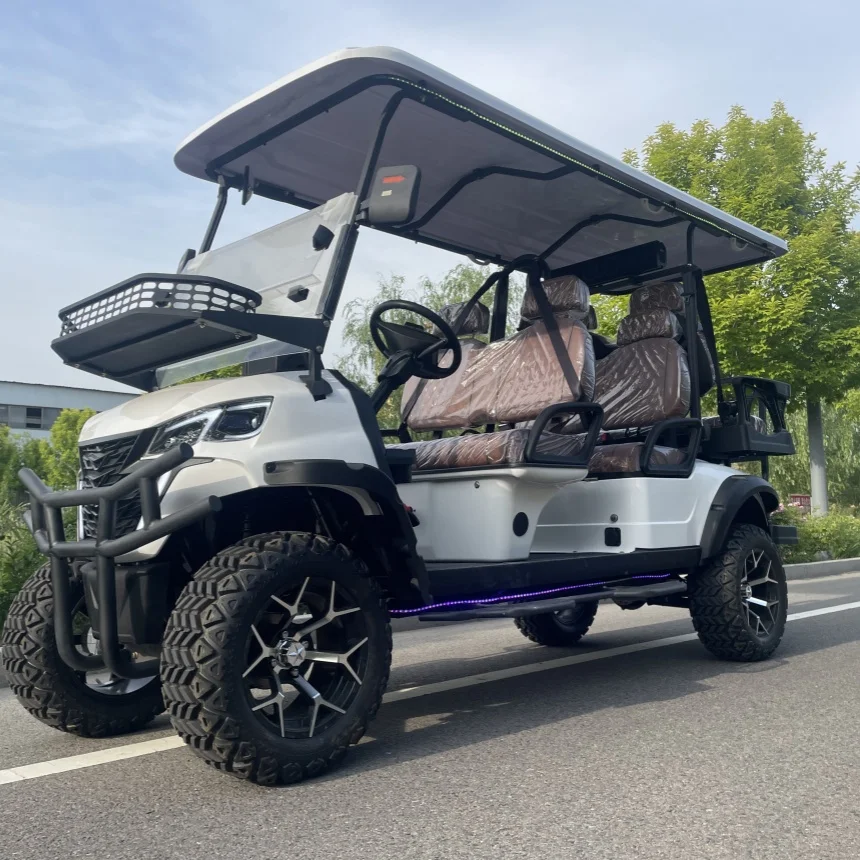 

Manufacturer Customizable 72V Mini Electric Golf Cart 6 Seater For Sale Golf Cart With Front Bumper And Front Basket USB Port