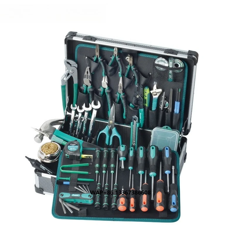 Pro'sKit Pk-1700Nh Professional Electrician Tool Set Electrical Engineering Electronic Pliers Welding Soldering Iron Case ODM