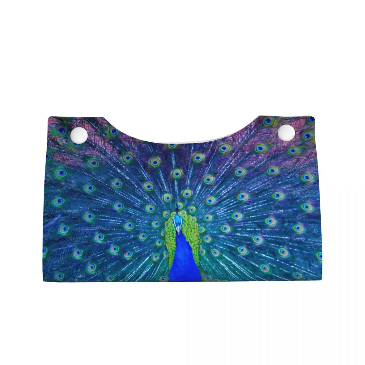 Custom Peacock Tissue Box Cover PU Leather Rectangular Feather Animal Cute And Beautiful Facial Tissues Holder for Car