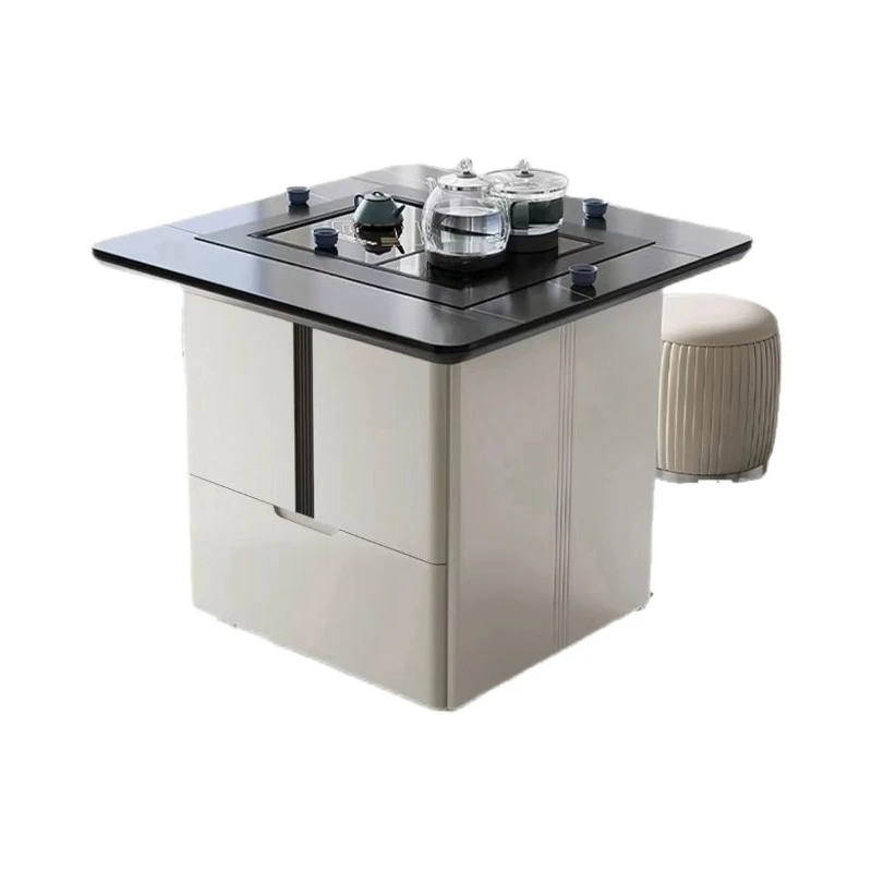 

Tea table and chair combination rock slab movable lifting coffee table household small tea table kettle integrated