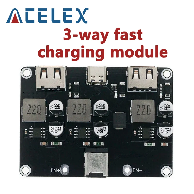 3-way fast charging module 12V24V to QC3.0 fast charging TYPE-C USB mobile phone board fast charging voltage reduction