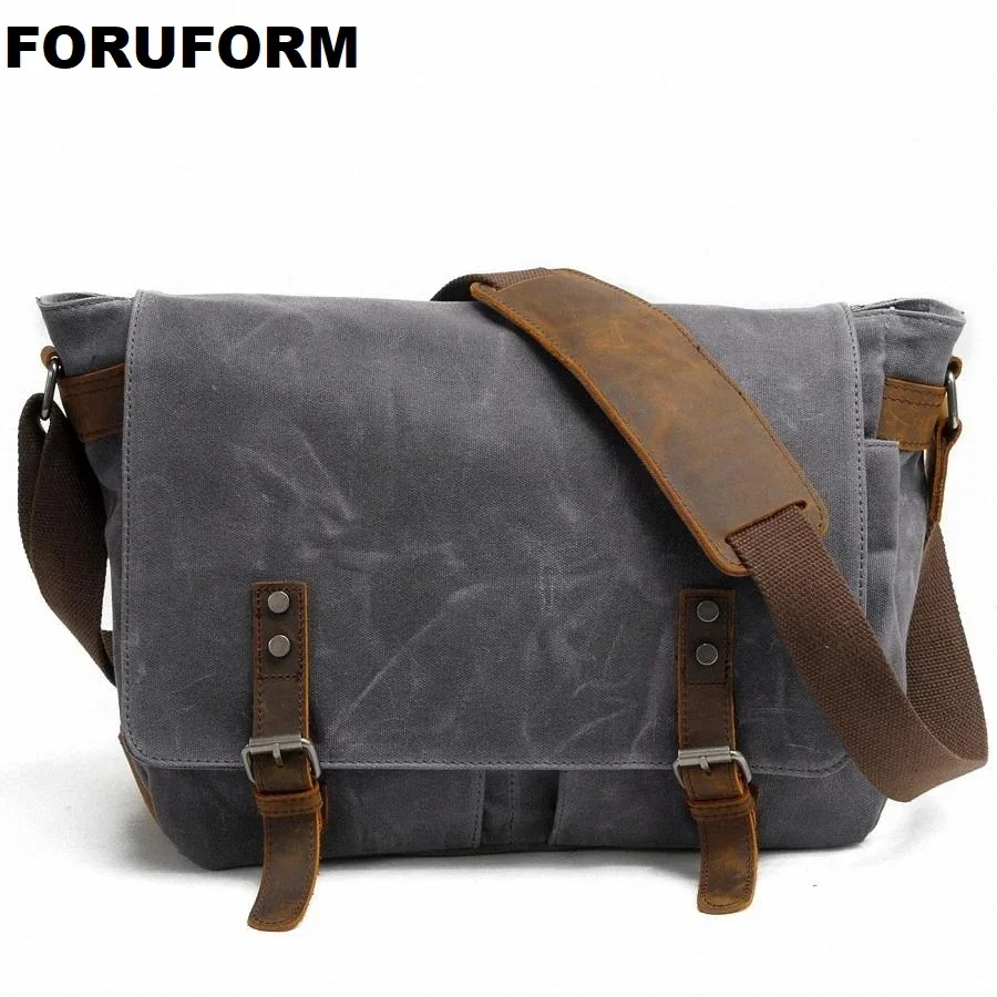 New Men Messenger Bags Waterproof Canvas Men Vintage Handbags Travel Shoulder Bags 14 Inch Laptop Briefcase LI-1488