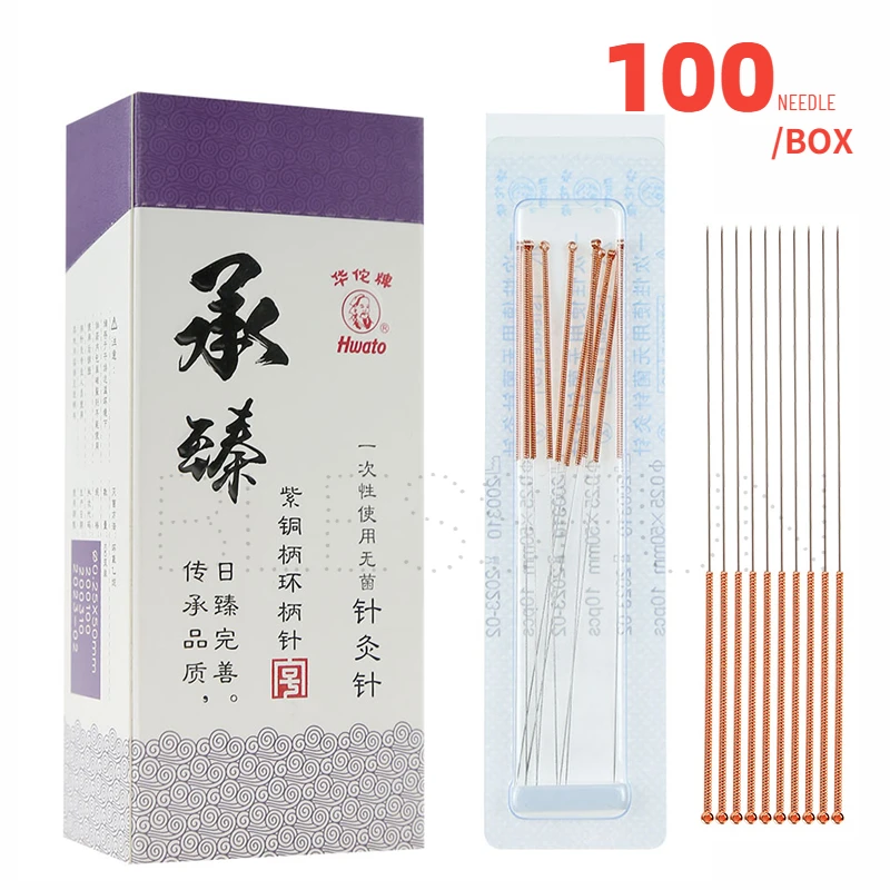 

100 Pcs Disposable Copper Handle Acupuncture Needle Without Tube Sharp Needle Electroacupuncture Sterile Pack Accupuncture Tool