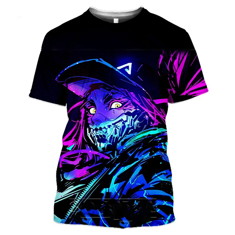 League Of Legends 3D Printed Sexy Akali Men T-shirt Women Fashion T Shirt LOL Game Character Psychedelic T Shirt Breathable Tops