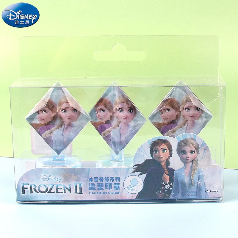 Disney Frozen 2 Cartoon Seal Sticker Set Princess Elsa Anna Anime Figures Head Stamp with box Cute Student Stationery Girl Gifts