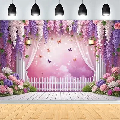 Baby Shower Happy Birthday Party Photography Backdrops Newborn Kids Air Balloon Princess Tropical Jungle Photo Background BB-49