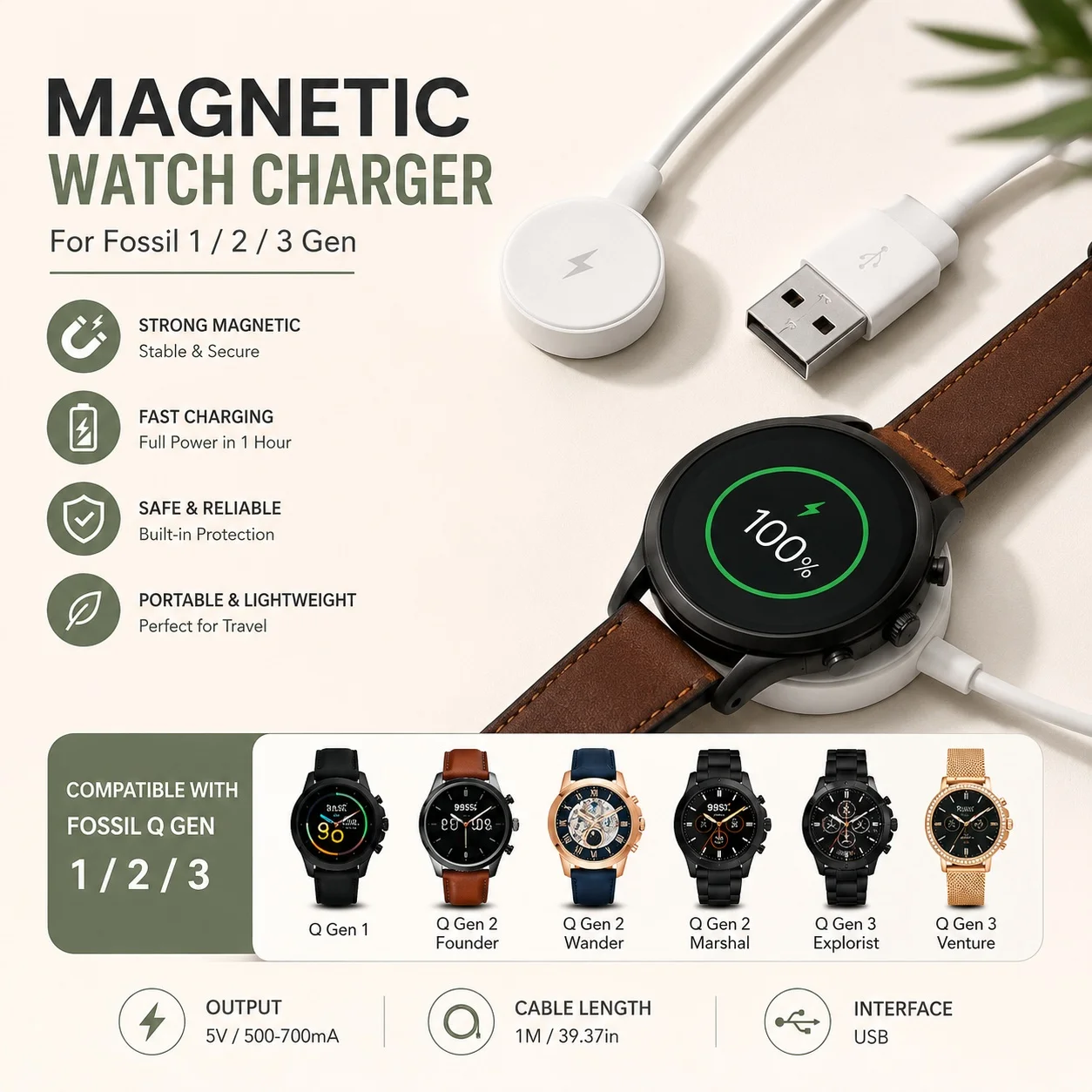 อะแดปเตอร์ชาร์จนาฬิกา USB สายช - Fossil Smartwatch Accessories บทวิจารณ์และราคา