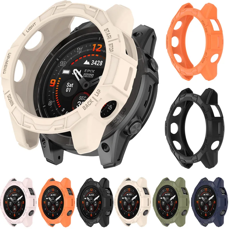 Armor Cover for Garmin Fenix E 47mm Hollow TPU Soft Hollow Frame Bumper Two-in-one Fall Prevention Protective Case